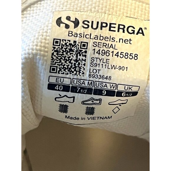 Superga Womens Sneakers Platform White Canvas Lace Up Size 9 Euro Size 40 Italy - Picture 13 of 13